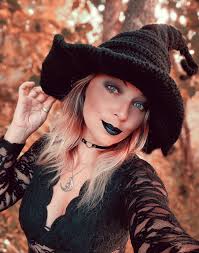 Crochet Black Twisted Witch Hat