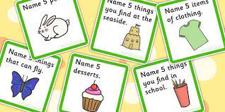 Name 5 Things Categories Card Game Card Games For Kids Card Games Name 5 Things Game