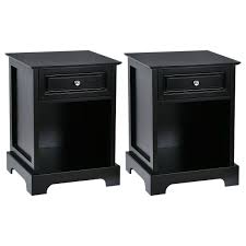 Set Of 2 Black Side Table End Table Night Stand 24 Height W Drawers Nightstand Bedside Storage Black Side Table