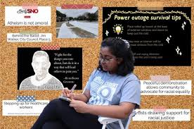 Carrying banners and placards and shouting slogans for press freedom and protection to journalists. Student Press Freedom Day Coppell Student Media