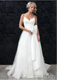 Modern Sweetheart Spaghetti Straps Lace And Tulle Wedding Dress With Removable Bow Beach Wedding Dress Wedding Dresses Lace Wedding Dresses