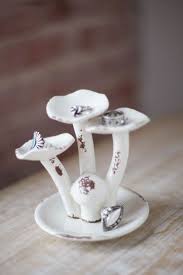 White Mushrooms Ring Holder Earthbound Trading Co Ring Holder Diy Ceramics Clay