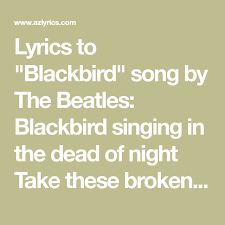 Blackbird Singing In The Dead Of Night Lyrics Lyrics To Blackbird Song By The Beatles Blackbird Singing In The Dead Of Night Take These Broken Wings And Learn To Fly Beatles Songs Blackbird Song Lyrics