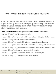 Top 8 Youth Ministry Intern Resume Samples