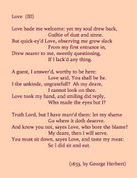 Love Iii By George Herbert 1633 Poems Words Poetry