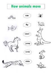 Esl Kids Worksheets How Animals Move Animal Movement Animal Worksheets Worksheets For Kids