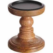Wooden pillar candle holder 4inch base 12 1/2 tall. Wilko Small Wooden Pillar Candle Holder Wilko