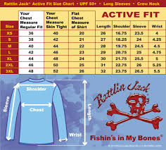 Fishing Shirt Size Chart For All Rattlin Jack Mens Upf 50