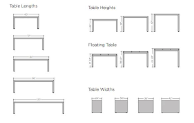 standing tables size chart standing table table height