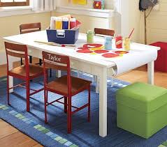 Pb modern baby + kids decor. Kids Craft Table With Paper Roll From Pottery Barn 239 Diy Love The Colorful Chairs Smart To Have The Table I Craft Table Playroom Table Pottery Barn Kids