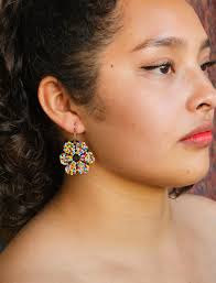 Beaded Boho Earrings, Native Beaded Earrings, Colorful, Huichol Style  Flower Earrings, Dainty, Indigenous Made