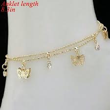 14k yellow gold 3.5mm women curb cuban chain link bracelet anklet chain 7 8 9. 14k Gold Plated Lucky Butterfly Charm Foot Anklet Silver Chain Anklet Rhinestone Ankle Bracelet Butterfly Anklet