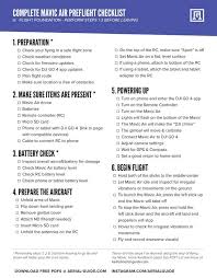 Mavic Air Preflight Checklist Aerial Guide Free Download Of The Full Resolution Print Ready File On Out Webs Flight Checklist Checklist Flight Instruction