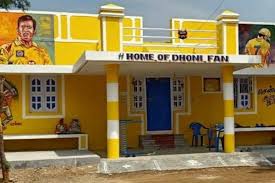 | new house & old house ms dhoni's daughter ziva dhoni's cute video getting angry at him for cheating in running race. Ipl 2020 Ms Dhoni Fan Paints His House Yellow To Pay Tribute To Csk Captain Name His Residence Home Of Dhoni Fan India Com Cricket News Dream11 Ipl