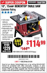 Chicago Electric 10 In 15 Amp Benchtop Table Saw For 114 99 In 2020 Benchtop Table Saw Harbor Freight Tools Table Saw