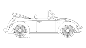 This car is a hardtop convertible. Autocad Drawing Volkswagen Beetle Cabriolet Dwg