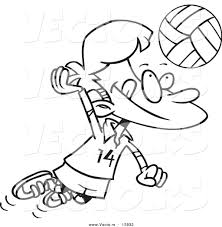 Volleyball player coloring page to color, print or download. Vector Of A Cartoon Boy Hitting A Volleyball Coloring Page Outline By Toonaday 13932