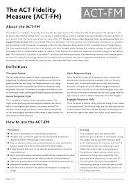 Pdf The Acceptance And Commitment Therapy Fidelity Measure Act Fm Form