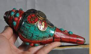 Silver conch shell ornaments in flames. Decorative Handmade Nepal Tibetan Old Silver Inlay Conch Shell Buddhism Folk Turquoise Red Coral Word Sea Conch Trumpet Horn Trumpet Mobile Horn Knifetrumpet Flute Aliexpress