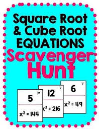 Square Root And Cube Root Equations Scavenger Hunt Activity Square Roots Equations 8th Grade Math