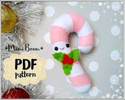 Candy Cane Felt Pattern Christmas Felt Pattern Candy Cane Etsy In 2021 Felt Pattern Felt Christmas Ornaments Candy Cane Ornament