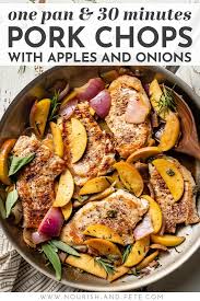 One Pan Pork Chops With Apples And Onions Recipe Apple Pork Chops Healthy Pork Recipes