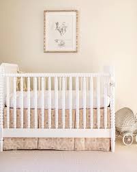 Perfect for your baby girl's nursery! Gold Metal Nursery Crib With White Shabby Chic Bedding Transitional Nursery