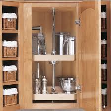 The furniture in the raw corner cabinet with upper and lower doors is made with solid wood and a fitted wood panel back, 2 adjustable shelves and upper glass and lower wood doors. Rev A Shelf Wood Classic D Shaped 2 Shelf And 3 Shelf Lazy Susans For Upper And Base Diagonal Corner Cabinets Kitchensource Com