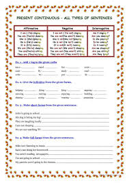 Present Continuous 3 Pages Worksheet Free Esl Printable Worksheets Made By Teachers Types Of Sentences Continuity Worksheets