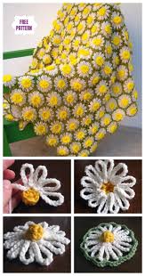 Star shaped design with small popcorn stitched details. Diy Vintage Crochet Daisy Motif Blanket Free Pattern