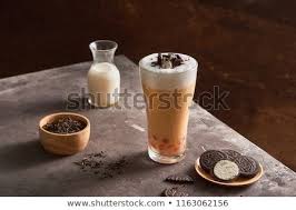 Ice Cheese Milk Tea And Bubble With Chocolate Cookies Milk Tea Chocolate Chocolate Cookies