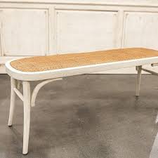 Rattan And Wood Bench Antique Farmhouse In 2020 Farmhouse Chairs Wood Bench Metal Dining Chairs