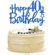 Get creative with 40th birthday party ideas for women, such as a floating ice cream station with a variety of flavors and carbonated offerings. Tenhaisi Gilttery Navy Blue Happy 40th Birthday Cake Topper Cheers To 40 Fabulous Birthday Party Decoration Adults Party Decoration Amazon Co Uk Home Kitchen