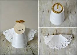 Anleitung Engel Basteln Mit Kindern Becher Deckchen Weiss Pfeifenputzer Engel Basteln Mit Kindern Engel Basteln Kinder Basteln Papier