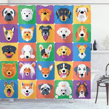 Buy top selling products like intelligent design hip dogs box wall art and dalmatian dog crown sunglasses canvas wall art. Amazon Com Ambesonne Dog Shower Curtain Dog Breeds Profiles Pets Shepherd Terrier Labrador Domestic Animals Illustration Cloth Fabric Bathroom Decor Set With Hooks 70 Long Purple Green Home Kitchen