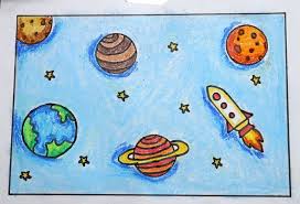 Space Drawing With Planet Space Drawings Easy Drawings Rainbow Drawing
