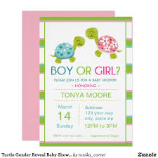 Turtle Gender Reveal Baby Shower Inivtation Invitation Zazzle Com Gender Reveal Party Invitations Baby Shower Gender Reveal Gender Reveal