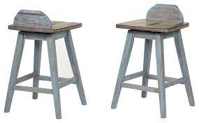 Are there any special values on bar stools? Decatur Swivel Bar Stools Distressed Gray Washed Blue Wood Set Of 2 Farmhouse Bar Stools And Counter Stools By Pilaster Designs Houzz