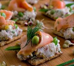 Ceviche Salmon And Peas On Triscuit Crackers Free Recipe Below Triscuit Recipes Food Appetizer Snacks
