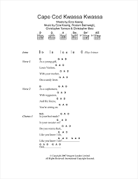Vampire Weekend Cape Cod Kwassa Kwassa Sheet Music Download Pdf Score 101243