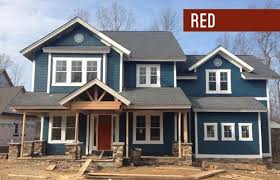 Grey paint colours by benjamin moore. Dark Blue Siding With Gray Roof House Exterior Blue House Paint Exterior Exterior Paint Colors For House