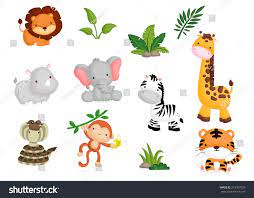 Jungle Animal Vector Set Baby Jungle Animals Animals Images Animal Clipart Free