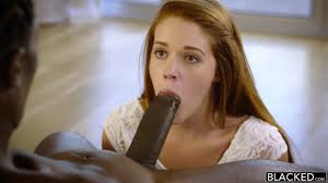 Beautiful young babe trying to deepthroat huge black boner