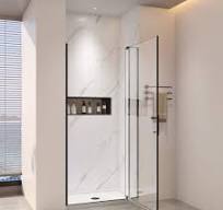 ANGELES HOME 32-36 in. W X 72 in. H Semi-Frameless Pivot Shower Door in  Matted Black with 1/4" and 5/16" Tempered Glass, Open Outside W218CK425 -  The ...