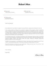 Don't just copy the sample cover letters listed below. Mentor Cover Letter Sample Kickresume