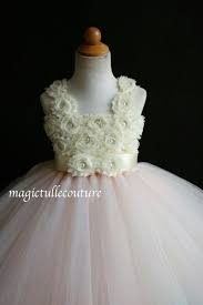 Ivory And Blush Flower Girl Tutu Dress With Matching Headpiece With Big Bow Wedding Dress Pageant Dress Toddler Dress Tulle Dress Satin Straps Blush Flower Girl Dresses Girls Tutu Dresses Flower Girl Tutu