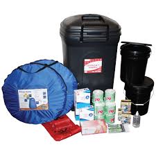 Emergency preparedness supplies can include emergency water, emergency food, hand crank radios, emergency lighting. 100 Person Complete Portable Emergency Sanitation Kit