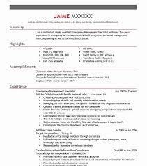 Résumé management définition management : Emergency Management Specialist Resume Example Livecareer