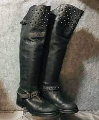 Ash Remix Black Studded Knee High Motorcycle Boots Size Etsy Singapore