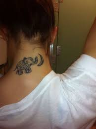 Elephants Symbolize Strength Tattoo Elephant Moon Tribal Small Neck Back Girly Grey Ink Tattoos Tattoos Elephant Tattoos